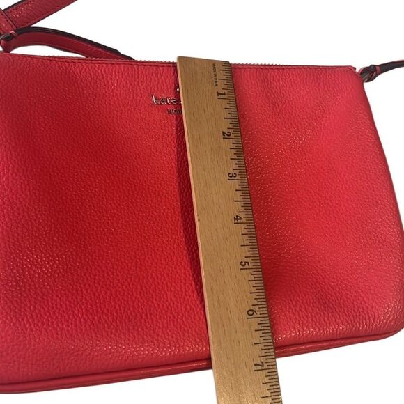 Kate Spade Coral Leila Triple Gusset Adjustable Strap Leather Crossbody - Picture 11 of 13